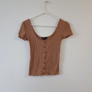 Beige Button Up Tee